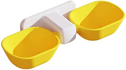 ＫＬＫＣＭＳ Dog Bowls Wall Mounted Double Feeder Hanging Detachable Pet Feeding Bowl, Yellow
