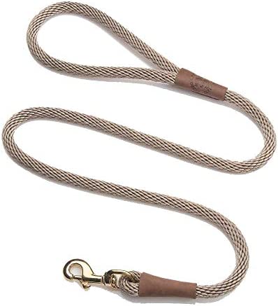 Mendota Pet Snap Leash - British-Style Braided Dog Lead, Made in The USA - Tan, 1/2 in x 4 ft - for Large Breeds