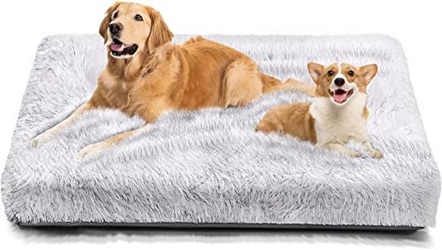 Gimars Thicken Luxurious Soft Plush Dog Beds for Large Dogs Without Shedding, Upgrade 3 Layers Padding, Soft but Supportive for Calming Dogs