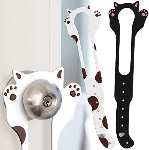 2PCS Cat Door Latch Holder,【8 Adjustable Sizes】 Stronger Flex Cat Door Stopper, Keep Door Open 1.5" to 8", Let's Cats in and Keeps Dogs Out of Litter & Food, No Tool Required & No Wall Damage
