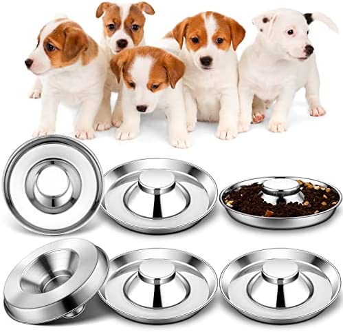 6 Pcs Stainless Steel Puppy Bowls 10.2" Puppy Feeder Puppy Food Bowl Small Dog Bowls Puppy Feeding Bowl Dog Water Bowls Puppy Feeders for Multiple Weaning Small Dogs Cats, Pet Eating at The Same Time