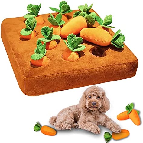AGSIXZLAN Snuffle Mat,Sniffling Mat,Dog Plush Carrot Toy Mats,Innovative Plush Vegetable Field Pull Radish Plush Carrot Dog Chew Toy Interactive Toy for Dogs Cats