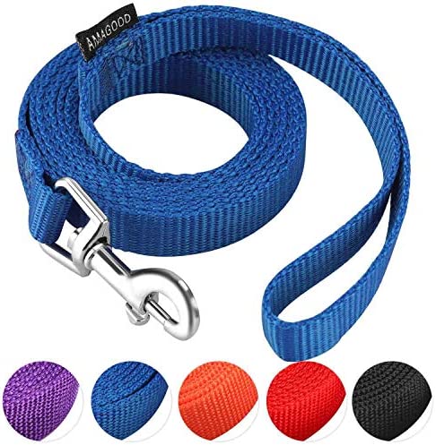 AMAGOOD 6 FT Puppy/Dog Leash, Strong and Durable Traditional Style Leash with Easy to Use Collar Hook,Dog Lead Great for Small and Medium and Large Dog(Blue,5/8" x 6 Feet)
