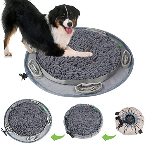 AODALIY Pet Snuffle Mat for Dogs Cats, Adjustable Dog Feeding Mat/Bowl Simulated Turfs Encourages Natural Foraging Skills, Dog Puzzle Toys Stress Relief & Increase Foraging Fun