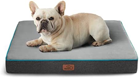 BEDSURE Small Orthopedic Dog Bed for Small Dogs - Memory Foam Waterproof Dog Bed Pillow for Crate with Removable Washable Cover and Nonskid Bottom - Plush Flannel Fleece Top Pet Bed, Grey