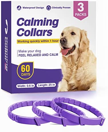 Calming Collar for Dogs 3 Packs Pheromone Collars Appeasing Dog Separation Anxiety Relief Stress 60 Days Calm Pheromones Relax Breakaway Design Adjustable Size Fit Medium Large Small Puppy(25 Inches)