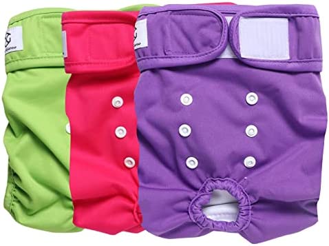 DREAM&GLAMOUR Washable Female Dog Diapers (3 Pack),Highly Absorbent Diapers for Dog in Period Heat(Classic,M)