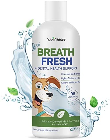 Dog Breath Freshener Bad Breath Treatment for Dogs and Cats Water Additive for Dogs and Cats Dental Care Natural Mouthwash Fights Plaque & Tartar Build Up, Promotes Whiter Teeth, No Brushing Required