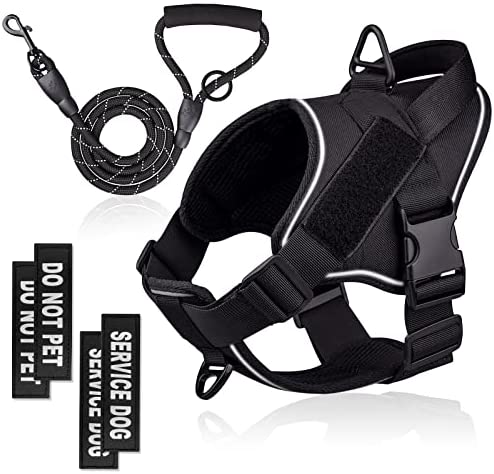 Dog Harness No Pull Tactical Vest: YFYUPUP Service Dog Harness for Large Medium Small Dogs with Handle & Leash - Adjustable Reflective Pet Harness for Walking