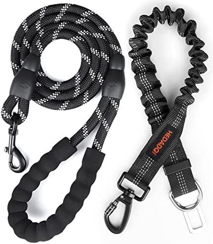 Dog Leash Stretchable , Dog Seat Belt, Dog leashes Made with Strongest 1/2 inch Diameter Rock Climbing Rope and Durable 360 Degree rustproof Swivel Hook,Suitable for Small,Medium and Large Dogs.