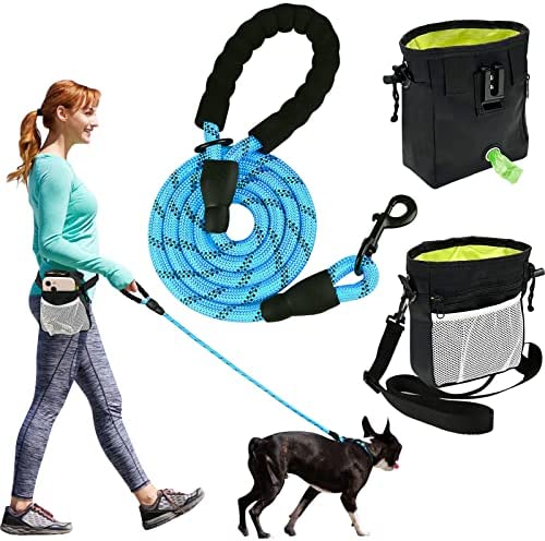 Dog Leash,Dog Treat Pouch,Dog Leash Large Dogs,Dog Leashes for Medium Dogs,Dog Leashes,Dog Training Leash,Dog Training Treat Pouch(5FT/Blue)