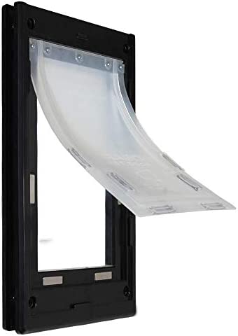 Dragon Pet Door for Doors | Single Flap, Black Frame, Large Flap | Includes Locking Cover | Energy Efficient, Sturdy, Low Cost | Install Through A Hinged Door