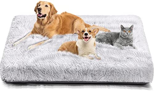 Gimars Thicken Luxurious Soft Plush Dog Beds for Large Dogs Without Shedding, Upgrade 4 Layers Padding, Soft but Supportive for Calming Dogs