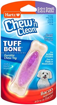Hartz Chew 'n Clean Tuff Bone Bacon Scented Dental Dog Chew Toy - Extra Small