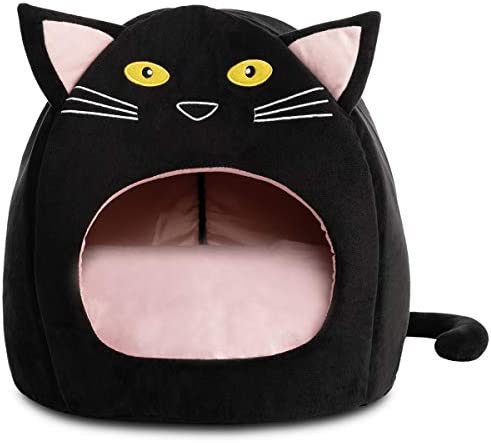 Hollypet Cozy Pet Bed Warm Cave Nest Sleeping Bed Kitty Shape Puppy House for Cats and Small Dogs, 17 x 17 inches