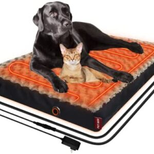 HyphessAda Upgraded Heated Dog Bed with Enlarged Heating Area, 12V Safe Voltage Arthritis Orthopedic Dog Bed with Memory Foam, Heated Pet Bed with Waterproof Cover for Medium, Large, XL Dogs (Large)