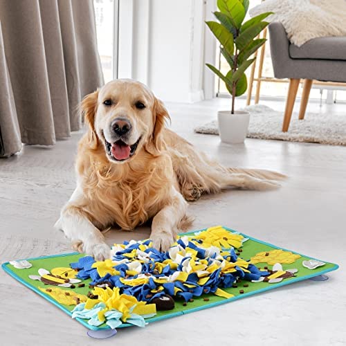 LULNUER 2 in 1 Snuffle Mat for Dogs,with Four Suction Cups for Fastening,Dog Interactive Feeding Mat ,Sniff Mat,Mentally Stimulating Toys, Encourages Natural Foraging Instinct,and Stress Release