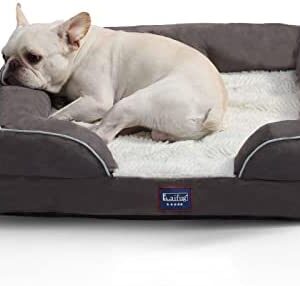 Laifug Medium Orthopedic Premium Memory Foam Dog Bed, with Washable and Removable Suede Cover, Waterproof Liner and Non-Slip Bottom Protect The Dog Bed, Grey, Medium(28''x23''x7'')
