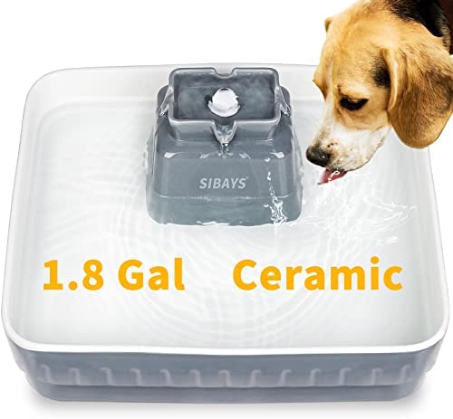 Large Dog Water Fountain, 230oz/1.8Gal Ceramic Pet Water Fountain, Whisper Quiet, Super Wide Drinking Area, Healthier Than Other Water Dispensers for Dogs and Cats, Easy to Clean, Dishwasher Safe, 7L