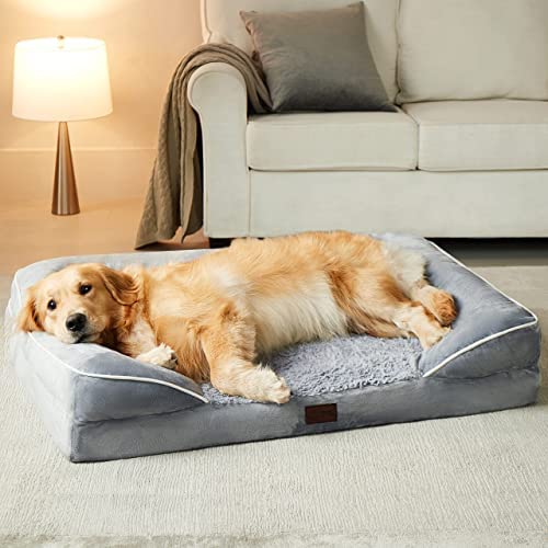 Large Orthopedic Dog Bed for Medium, Large and Orthopedic Large Dog Bed-Dog Couch Sofa for Bolster Pet Bed with Removable Washable Cover, Waterproof Lining and Non-Slip Bottom (X-Large, Grey)