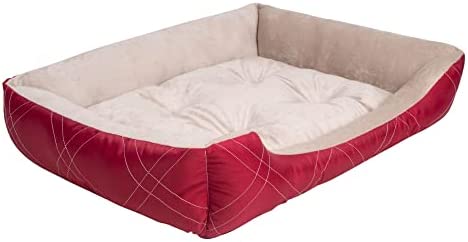 Long Rich All Season Rectangle Pet Bed, Burgundy, 25x21 Inches (Pack of 1)