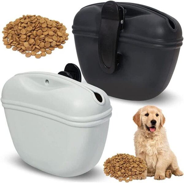 MGKSHADOW Dog Treat Pouch 2 Pack, Dog Treat Training Pouch, Silicone Pet Treat Bag BPA Free/Clip/Magnetic Dog Walk (Grey & Black)