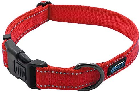 Max and Neo NEO Nylon Buckle Reflective Dog Collar - We Donate a Collar to a Dog Rescue for Every Collar Sold (Medium, RED)