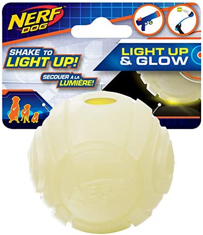 Nerf Dog Glow Ball Dog Toy with Interactive LED, Lightweight, Durable and Water Resistant, 2.5 Inches, for Small/Medium/Large Breeds, Single Unit, No Color