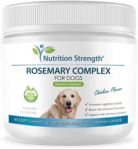 Nutrition Strength Rosemary for Dogs Complex to Promote Cognitive Function, Nervous System Support, Boost Your Pet's Immune Response, with Rosemary + Basil, Oregano & Vitamin E, 90 Soft Chews