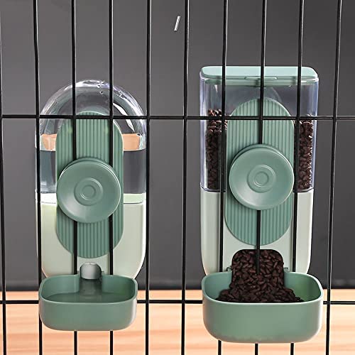 ONEFOLL Hanging Cage Automatic Water Dispenser Small Pets Feeder Drinking Set, Feeder and Water Dispenser for Small Dogs Cats Rabbit Pets Small Animals (Green)