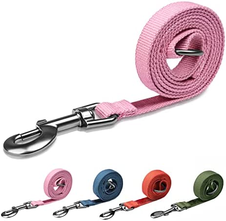 Pawhuggies Pink 4 FT Soft Natural Bamboo Fabric Dog Leash, Strong Durable, Handle with an O-Ring, for Small Medium Large Dogs, 3 Different Widths
