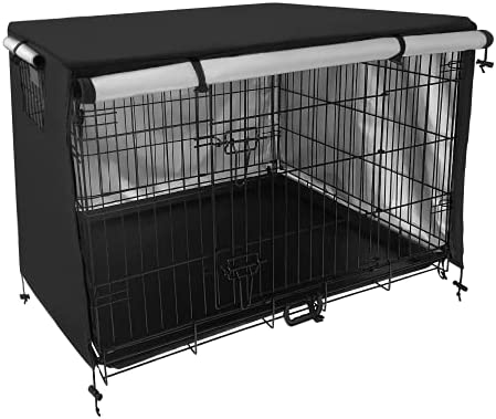 Pecopcock Dog Crate Cover-Durable Polyester Pet Kennel Cover - Waterproof Windproof Soundproof Privacy Dog Crate Cover( 24 inches, Black)