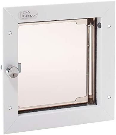 PlexiDor Performance Pet Doors for Dogs and Cats - Door Mount Dog Door with Lock and Key - White, Small Sizes