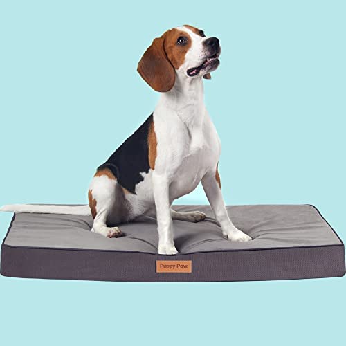 Puppy Paw Orthopedic Waterproof Dog Bed - Urine Proof Memory Foam Dog Bed, Nonskid Pet Bed Mat with Washable Cover for Small, Medium, Large Dogs and Cats (Large)