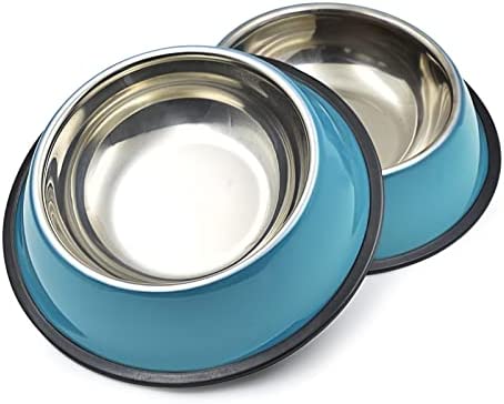 Reopet Stainless Steel Dog Bowl with Anti-Skid Rubber Base,Pets Feeder Bowl and Water Bowl,Dog Bowls Choice for Small/Medium/Large Dogs or Cats (Set of 2)