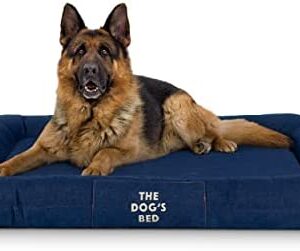 The Dog’s Bed Utility Waterproof Dog Bed, XL Durable Blue Denim Fabric, YKK Zippers, Washable Reversible Cover, Dog Beds for Home Car Crate & Yard, Puppy & All Pet Comfort