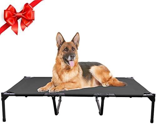 YUNYUDashing Elevated Dog Bed, Portable Raised Dog Bed for Indoor & Outdoor Use, Dog Cot Easy to Install and Clean Non-Slip Rubber Feet, Breathable Mesh, Suitable for Small to Large Dogs, Black