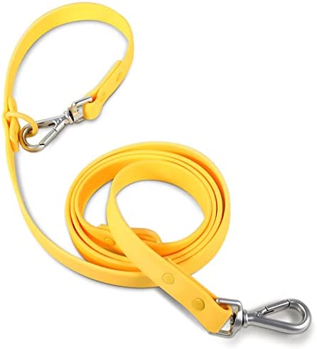 aigela Nylon Dog Leash 6 ft Lengths Adjustable Standard Dog Leashes, with Double Secure Locking Swivel Hook, Waterproof, Odor Resistant, for Medium Large Dogs (Yellow)