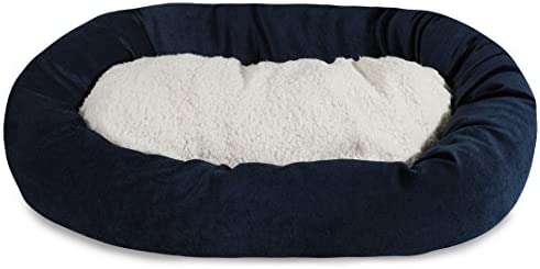 24 inch Navy Villa Collection Sherpa Bagel Dog Bed