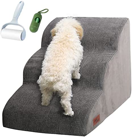 3 Tiers Dog Ramp and Stairs for Beds Or Couches - Non-Slip Sturdy Pet Steps - for Small Dogs to get on High Bed