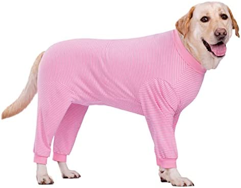 AOKAZI Dog Recovery Suit, Large Medium Pet Onesie Bodysuit for Shedding, Prevent Licking, Wound Protection, Cone Alternative, Dog Shirt Pajamas (Pink, XXXX-Large)