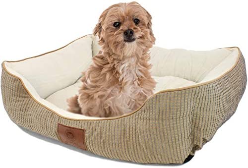 American Kennel Club Small Tan Dog Bed, Solid Weave Cuddler, AKC Pet Cuddler, 26"