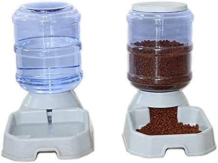 Automatic Dog Cat Feeders Water Bowl Dispenser Cat Water Fountain Large Capacity 3.8L,1 Gallon Large Capacity for Medium Large Pets
