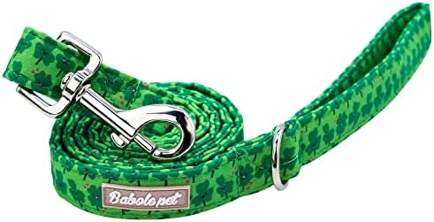 Babole Pet St.Patrick's Day Dog Leash,Durable Handmade Dog leashes with Soft Handle, Manual Dog Leashes Matching Cute Green Clover Dog Collars for Small Medium Large Dogs,M,Lenth 150cm