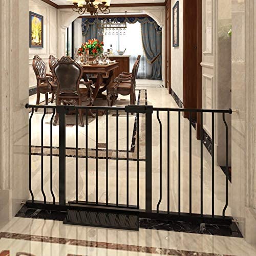COSEND Extra Wide Baby Gate Tension Indoor Safety Gates Black Metal Large Pressure Mounted Pet Gate Walk Through Long Safety Dog Gate for The House Doorways Stairs (48.03"-52.76"/122-134CM, Black)