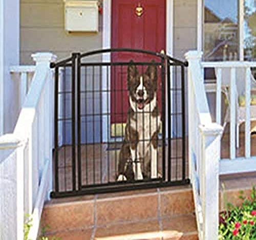 Carlson Pet Products Outdoor Walk-Thru Gate with Small Pet Door, 33.25 by 29-42", Black