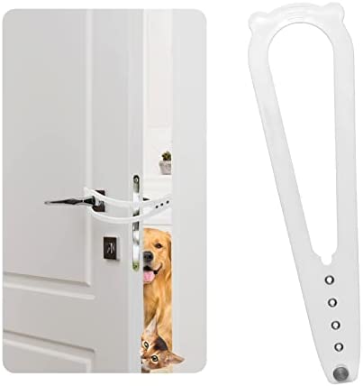 Cat Door Holder Latch Stopper Adjustable Child Proof Door Lock and Pinch Locking for Interior Exterior Doors Easy Way for Cats in and Keeps Dogs Out of Litter & Food, Easy to Install (1 Pack White)