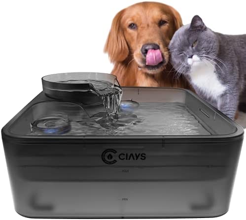 Ciays 236oz/7L Pet Water Fountain Ultra-Large Capacity Cat Water Fountain Dual Filtration Dog Water Fountain Bowl with Huge Drinking Area for Cat/Dog/Multiple Pets, Gray (AG01)