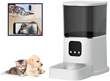 DBNAU Automatic Cat Feeder with 1080P HD Camera, Smart WiFi Pet Feeder with APP Control for 6L Pet Dry Food, Stainless Steel Bowl, 8 Meals Per Day, Voice and Video Calling Pets