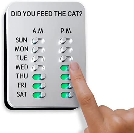 DID YOU FEED THE DOG? - Did You Feed The Cat, Cat Feeding Reminder Kit, The Original Pet Food Reminder, Mountable Cat Sign for Feeding with Magnets & Adhesives, Silver